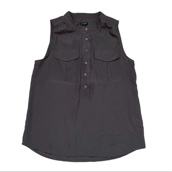 J. Crew Tops - J. Crew Gray Sleeveless Button Down Y2K Preppy Retro Business Casual Blouse